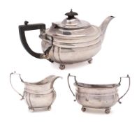 A George V silver three-piece tea service, maker C S Harris & Sons Ltd, London,