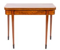 A George III mahogany, crossbanded and sycamore strung tea table, late 18th century,
