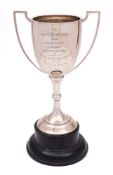 A George V silver trophy cup, maker James Fenton & Co, Birmingham, 1925: inscribed,