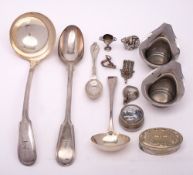A mixed collection of metal wares: includes Georg Jensen stainless steel Lilia tea lights,