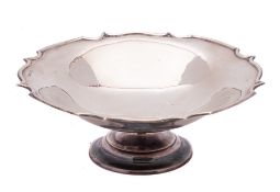 A George V silver pedestal fruit dish, maker Barker Brothers, Chester,