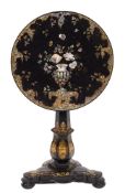 A Victorian parcel gilt, black lacquered papier-mâché and wood occasional table, circa 1860,