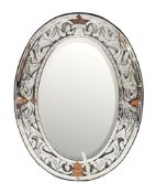A Continental, probably Italian oval wall mirror, 20th century,