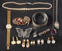 A collection of silver and costume jewellery,