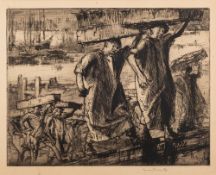 * Frank Brangwyn [1867-1956]- Billingsgate Fish Porters, 1920:- etching,