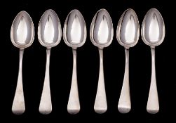 Six William IV provincial Silver Old English pattern dessert spoons, maker William woodman, Exeter,