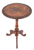 A Victorian walnut and marquetry circular occasional table, circa 1865,