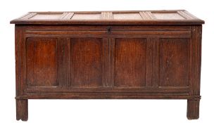 An oak coffer, last quarter 17th century,
