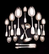 A collection of assorted Victorian provincial silver Fiddle pattern flatwares,