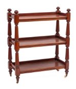 A William IV mahogany three tier buffet, circa 1835,: the shelves all with three-quarter galleries,