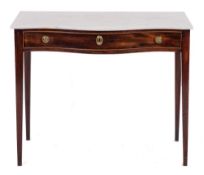 A George III mahogany and marble topped serpentine front side table, late 18th century and later,