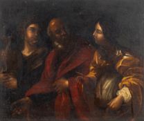 Manner of Tiepolo [18th Century]- Cleric with two women,:- oil on copper, 25.5 x 30.5cm, unframed.