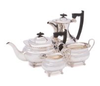 An Elizabeth II silver four-piece tea and coffee set, maker Viners Ltd, Sheffield,