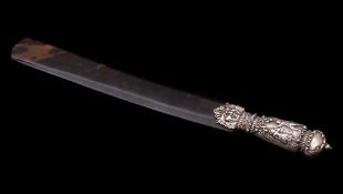 A late Victorian silver mounted tortoiseshell folio turner, maker William Comyns & Sons, London,