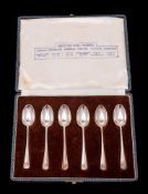 A set of six George VI silver Hanoverian pattern coffee spoons, maker Roberts & Belk Ltd,