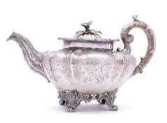 A William IV silver teapot, maker Edward, Edward Jnr, John & William Barnard, London, 1835: crested,