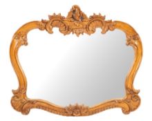 A carved beechwood framed wall mirror, in 18th century taste, second half 20th century,