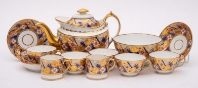 A Herculaneum porcelain part tea service: in the 'new oval' shape comprising a teapot and cover,