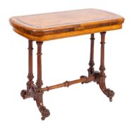 A Victorian walnut and marquetry card table, last quarter 19th century,
