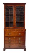 WITHDRAWN A Regency Scottish mahogany and inlaid secretaire chest with associated bookcase,