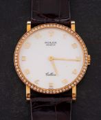 An 18ct gold diamond studded Rolex Cellini wristwatch: the rear of the case stamped 5114, N487968,