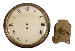 A Georgian wooden-dialled wall clock: the eight-day duration,