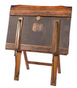 A Victorian leather covered board, mahogany and brass mounted folio stand, late 19th century,