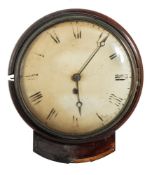 A small Victorian English mahogany drop-dial wall clock: the eight day,
