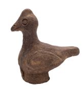 A Chinese terracotta figure of a rooster: Han Dynasty, 12.5cm.