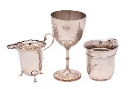 A Victorian silver wine goblet, maker Henry Holland, London,