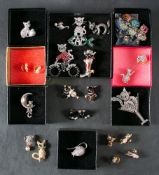 Twenty two cat and mouse, costume jewellery brooches by Butler and Wilson and others,