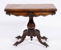 A Victorian rosewood card table, circa 1865,