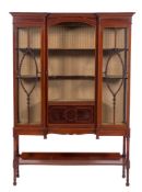 An Edwardian mahogany, inlaid and glazed display cabinet, early 20th century,
