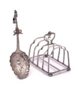 A late Victorian silver four-division toast rack, maker Atkin Brothers, Sheffield,