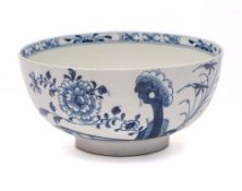 A Lowestoft blue and white slop bowl: painted in the 'Peony Fence Rock' pattern, circa 1770-80,