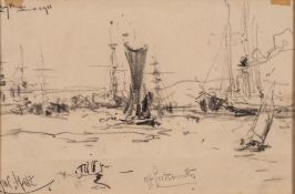 George Charles Haite [1855-1924]- The 'Old Victory' off Portsmouth; A view 'Off Portsmouth',:- two,