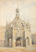 English School 19th Century- Chichester Cross, 1885,:- watercolour, 32 x 22cm.