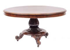 A William IV rosewood circular breakfast table,