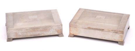 An Elizabeth II silver cigarette box, maker Viners Ltd, Sheffield,