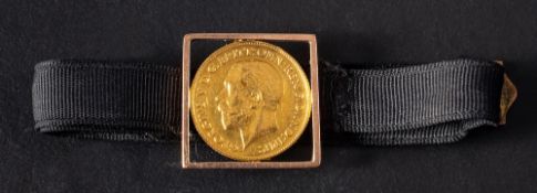 A George V half sovereign gold coin, 1912,: mounted, diameter (exl mount) ca.