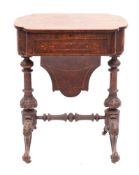 A Victorian burr walnut and marquetry writing and work table, circa 1870,