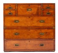 A mahogany campaign chest of drawers, second quarter 19th century,