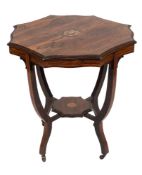 An Edwardian rosewood and marquetry inlaid octagonal occasional table, early 20th century,