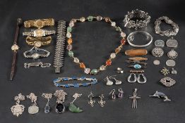 A group of mainly silver jewellery and wristwatches,: including inter alia,
