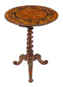 A Continental walnut, marquetry and gilt brass mounted occasional table,