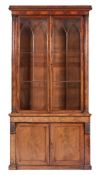 A mahogany and glazed cabinet bookcase, second quarter 19th century,