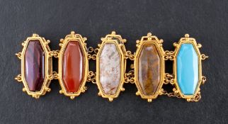 A late Victorian, gold, jasper, dendretic quartz,