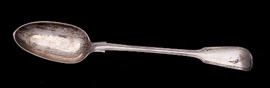 A Victorian silver Fiddle and Thread pattern serving spoon, maker Chawner & Co, London, 1854:,
