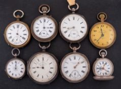 Eight silver and other pocket watches: a Centre Seconds choronograph pocket watch,
