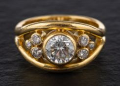A round brilliant-cut diamond ring,: estimated principal diamond weight ca. 0.